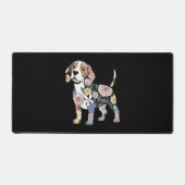 Flowery Beagle Silhuette Design Schreibtischunterlage (Vorderseite)