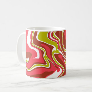 Flowing Color Layers in Red, Olive Green, & White Kaffeetasse