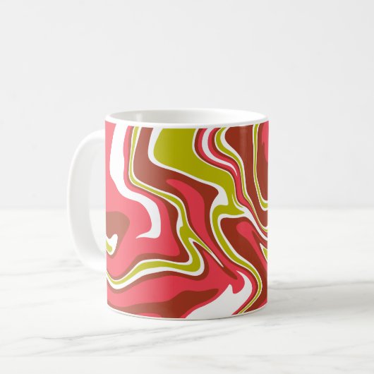 Flowing Color Layers in Red, Olive Green, & White Kaffeetasse (Vorderseite Links)