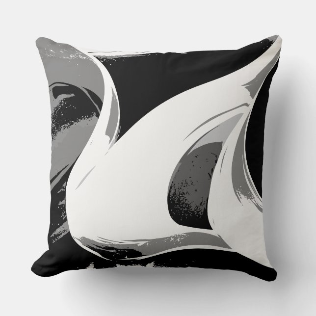 Flowing Curves in Black, White, and Gray Kissen (Vorderseite)