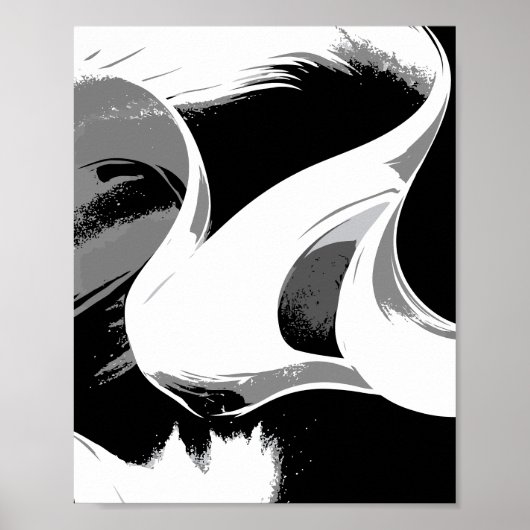 Flowing Curves in Black, White, and Gray Poster (Vorne)