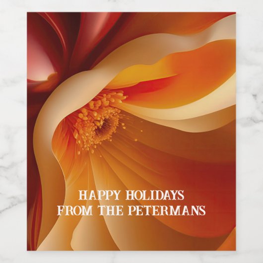 Flowing Floral in Red Weinetikett (Einzelnes Label)