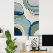 Flowing Green and Blue Curves Abstract Art Print Poster (Heimbüro)