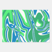 Flowing Green and Blue Marble Stripes Geschenkpapier Set (Vorderseite)