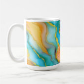 Flowing  Marble Effect  in Teal, Orange and Gold Kaffeetasse (Links)