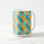 Flowing Marble Effect in Teal, Orange and Gold Kaffeetasse (VorderseiteRechts)