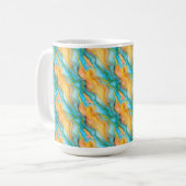 Flowing  Marble Effect  in Teal, Orange and Gold Kaffeetasse (Vorderseite Links)