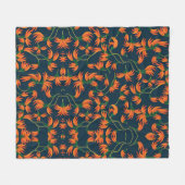 Flowing Orange Floral Pattern Fleecedecke (Vorderseite (Horizontal))