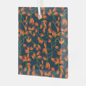  Flowing Orange Floral Pattern Ornament Aus Glas (Vorderseite links)