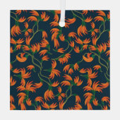  Flowing Orange Floral Pattern Ornament Aus Glas (Rückseite)