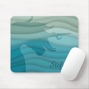 Flowing Unicorn Silhouette (wavy) Mousepad