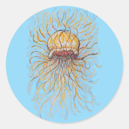Flowy Jellyfish Runder Aufkleber