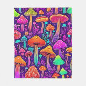 Flowy Neon Mushrooms Dance Fleecedecke (Vorderseite)