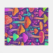 Flowy Neon Mushrooms Dance Fleecedecke (Vorderseite (Horizontal))