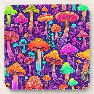 Flowy Neon Mushrooms Dance Getränkeuntersetzer