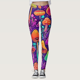 Flowy Neon Mushrooms Dance Leggings