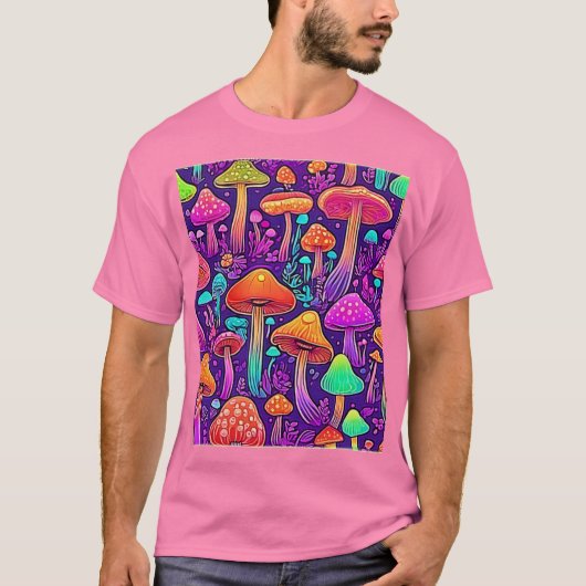Flowy Neon Mushrooms Dance T-Shirt (Vorderseite)