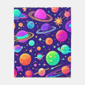 Flowy Neons: Planeten & Sterne Fleecedecke (Vorderseite)