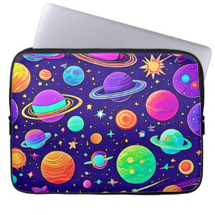Flowy Neons: Planeten & Sterne Laptopschutzhülle