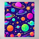 Flowy Neons: Planeten & Sterne Poster (Vorne)