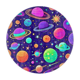 Flowy Neons: Planeten & Sterne Schneidebrett