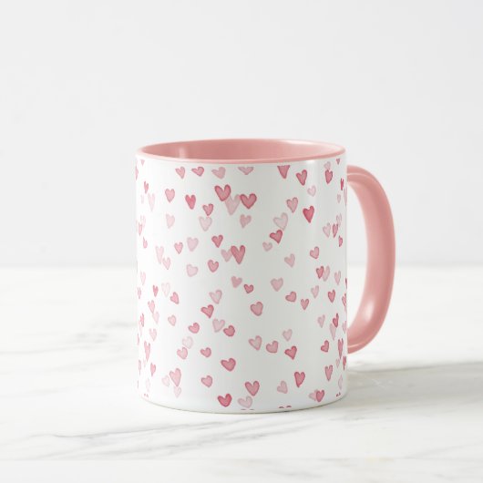Flowy Pink Hearts Tasse (VorderseiteRechts)