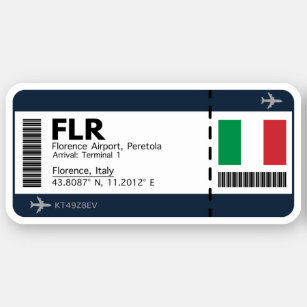 FLR Florenz Boarding Pass - Italien Reisen Aufkleber