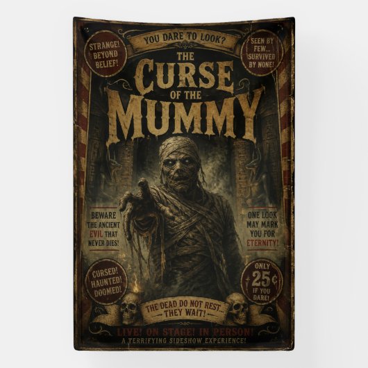 Fluch der Mummy Freak Sideshow Banner (Vertikal)