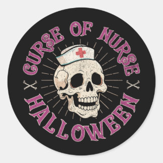Fluch des neurse Halloween Spooky Nurse Skull Runder Aufkleber