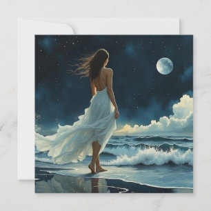 Flucht am Meer unter dem Mond   Leer