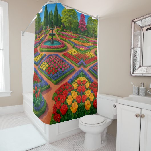 Flucht aus dem Frühling - botanisches Bliss Duschvorhang (Beispiel)