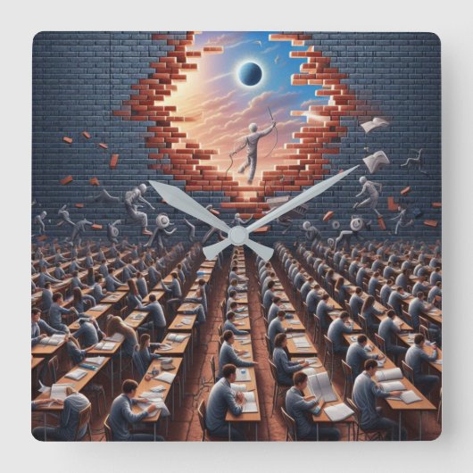 Flucht aus der Matrix: Surreal Exam Room Quadratische Wanduhr (Vorderseite)