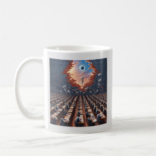 Flucht aus der Matrix: Surrealer Untersuchungsraum Kaffeetasse
