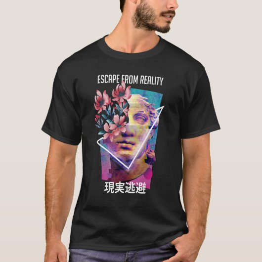 Flucht aus der Realität Vaporwave Ästhetik Japanis T-Shirt (Vorderseite)
