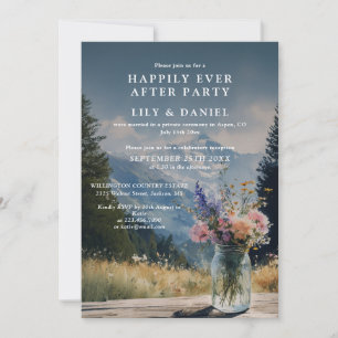 Flucht-Berg-Blumen-Hochzeitsempfang Einladung