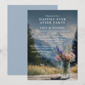 Flucht-Berg-Blumen-Hochzeitsempfang Einladung (Vorne/Hinten)