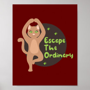 Flucht der niedlichen Kawaii-Katze bei Yoga Poster