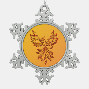 Flucht eines Phoenix Schneeflocken Zinn-Ornament