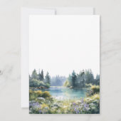 Flucht in den Waldsee Blumen Hochzeitsempfang Einladung (Rückseite)