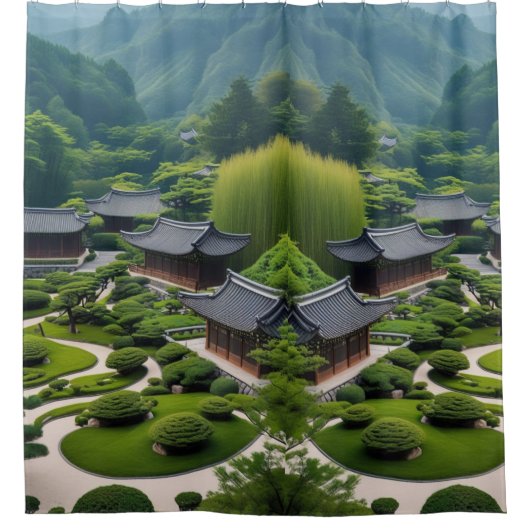 "Flucht in die Stille - Landschaftlicher Berg Duschvorhang (Vorderseite)