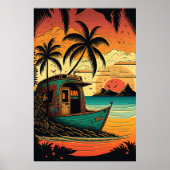 Flucht in Fidschi's Coral Reef Beach Cabanas Poster (Vorne)