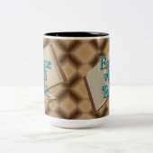 Flucht mit einem Buch Brown Diamond Background Tas Zweifarbige Tasse (Mittel)