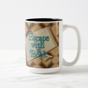 Flucht mit einem Buch Brown Diamond Background Tas Zweifarbige Tasse
