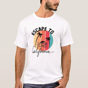 Flucht nach Kalifornien Retro Vintage Sonnenunterg T-Shirt