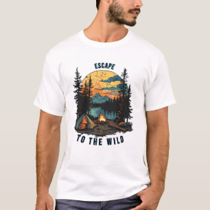 Flüchte in die wilde Vintage-Camping-Sonnenunterga T-Shirt