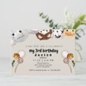 Flüchtige Blick-a-boo Animal Balloon Boy Birthday  Einladung (Stehend Vorderseite)