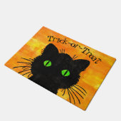 Flüchtige Blick-A-Boo Black Cat Orange Trick-oder- Fußmatte (Schrägansicht)