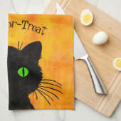 Flüchtige Blick-A-Boo Black Cat Orange Trick-oder- Geschirrtuch (Viertel Falte)