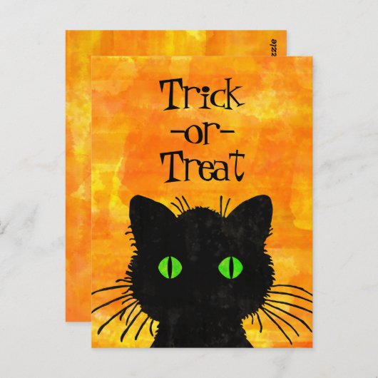 Flüchtige Blick-A-Boo Black Cat Orange Trick-oder- Postkarte (Vorne/Hinten)