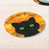 Flüchtige Blick-A-Boo Black Cat Orange Trick-oder- Runder Pappuntersetzer (Angewinkelt)